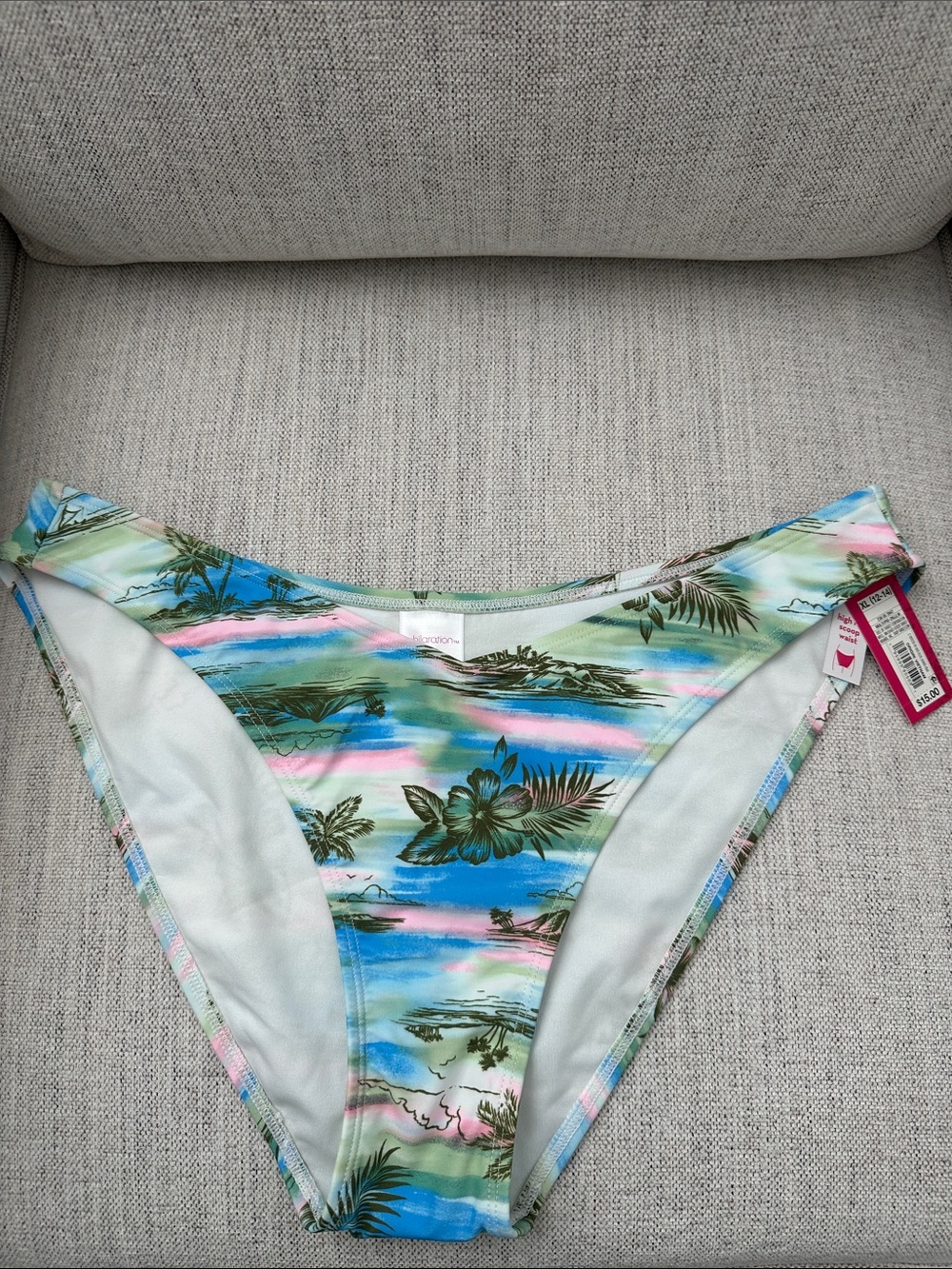 Xhilaration Pastel Tropical Floral Bikini Bottom - Blue, Pink, Green